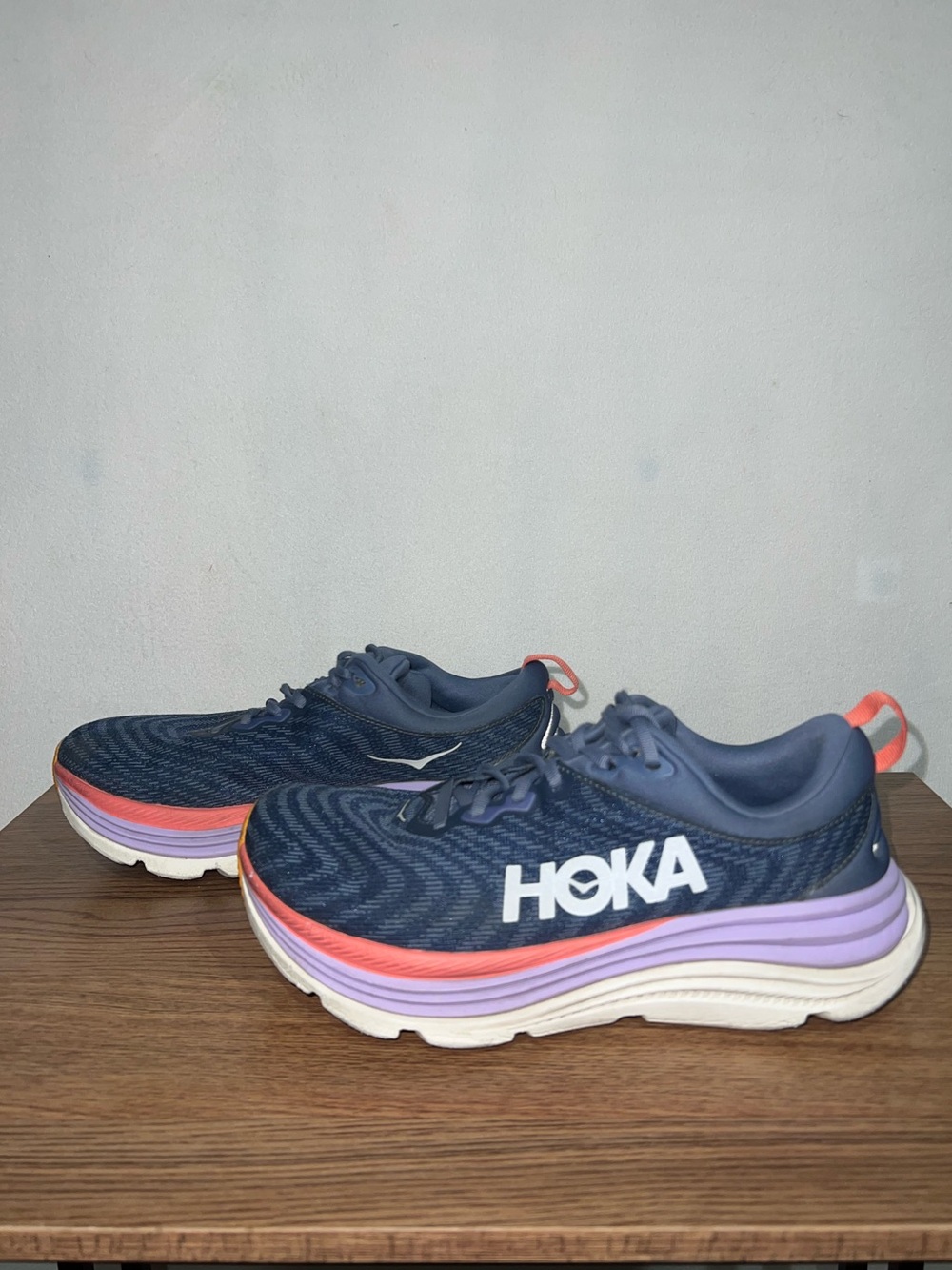 HOKA Gaviota 5 Womens 9 Navy Grapefruit Stability Running Walking Shoes - Picture 6 of 8